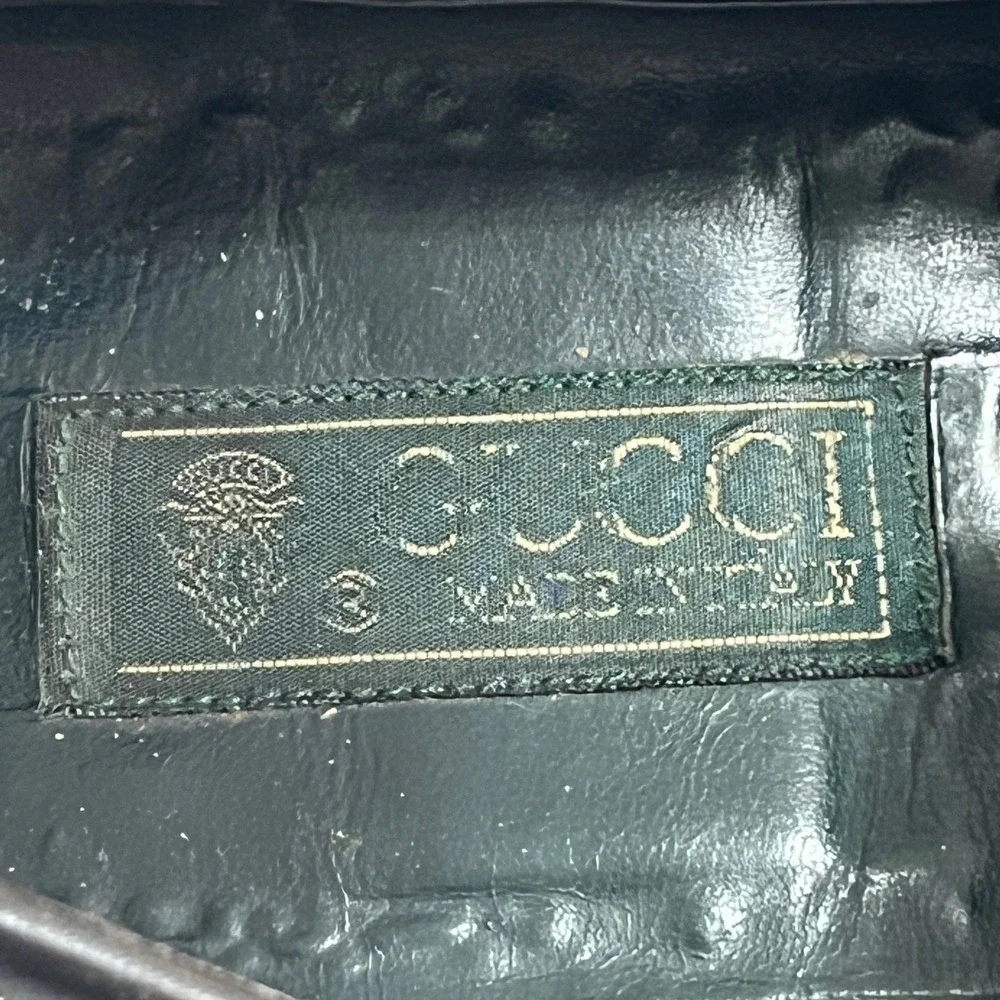 Gucci Horsebit Loafers Mens EU43 Black Leather Made Italy Rubber Sole Vintage
